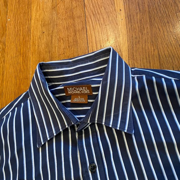Michael Kors Men's Dress Shirt 100% Cotton Blue/White Size L - Picture 2 of 5